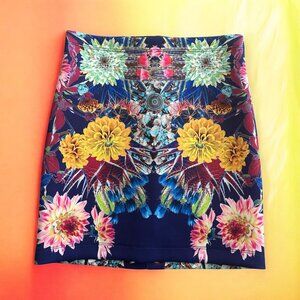 CLOVER CANYON Floral Scuba Mini Skirt Size XS